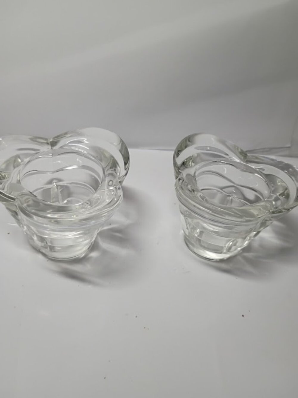 Borgonovo VTG 1950-1970 Set 2 Italian Glass Crystal Tealight Candle Holders - Picture 1 of 6